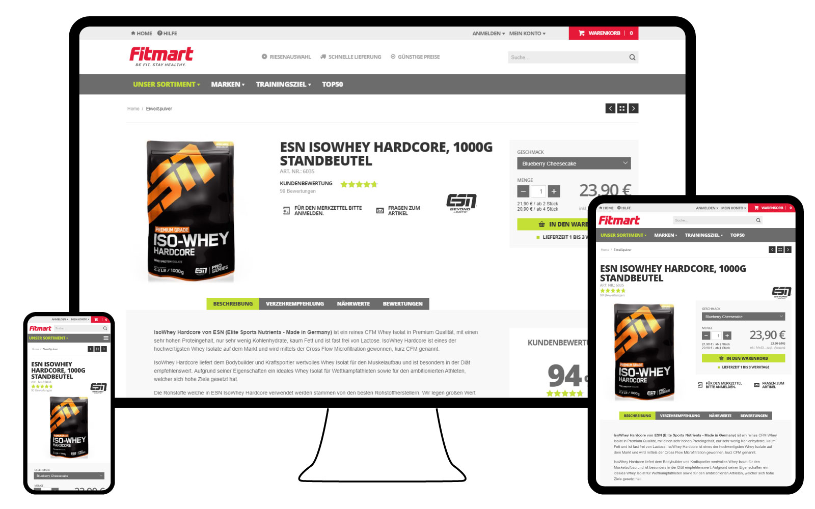 Screenshot: Fitmart-Shop - Produktseite