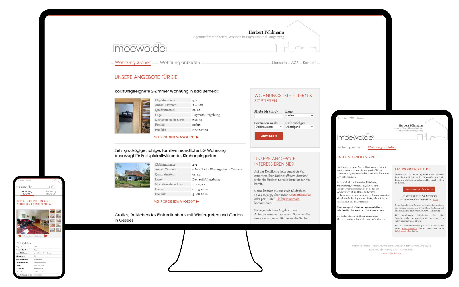 Screenshot: Respnsive web site for moewo.de